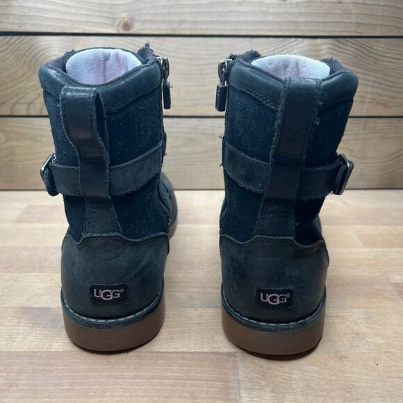 Womens UGG KOREN Black Leather Buckle Boots Size 6 - Picture 6 of 15